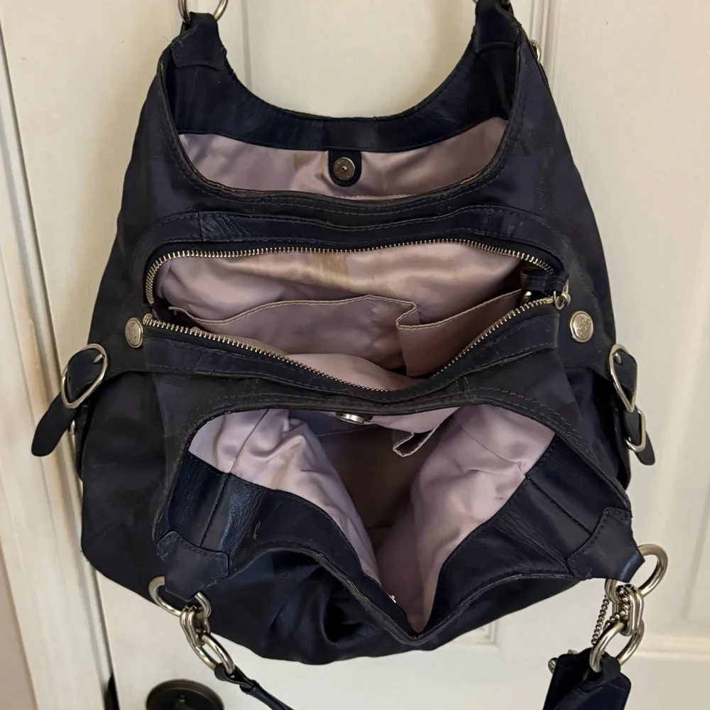 COACH Maggie Shoulder Bag in Navy with Silver Hardware - Picture 11 of 11